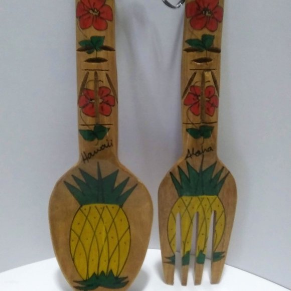 Unknown Other - ALOHA & HAWAII WOODEN SPOON AND FORK WALL HANGING